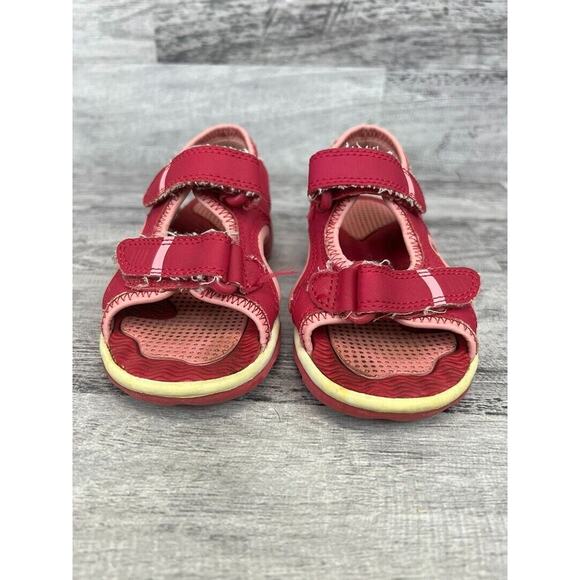 Lands End Girls Pink Sandals Size 9M with Adjustable Velcro Straps - Picture 2 of 8